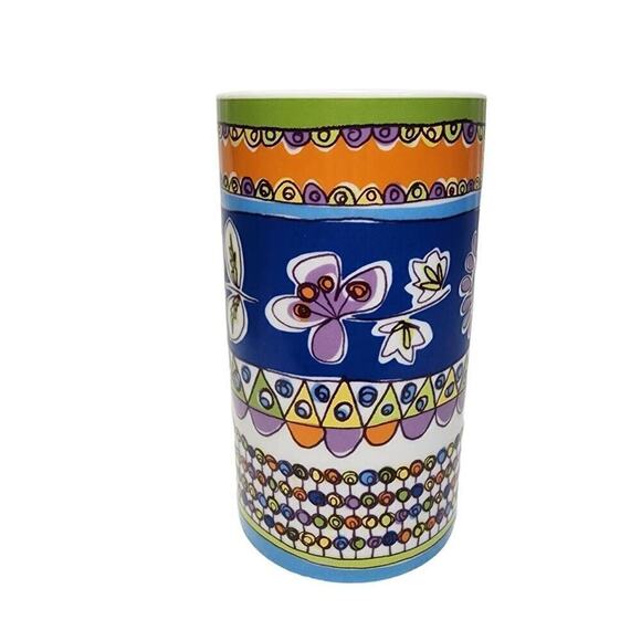Pier 1 Imports Coffee Mugs, Artisan Boho Floral Print Tall Ceramic Drinking Cup - Picture 5 of 7